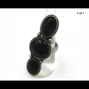 Fashion Jewelry Vintage Black Gemstone Size 6 Ring